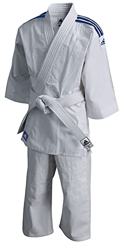 adidas Evolution Judo Outfit, color Blanco - Azul, tamaño 140