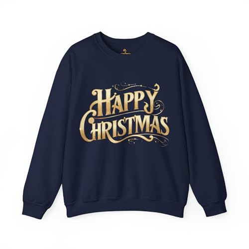 Pull de Noël bleu marine Happy Christmas 002 le cadeau parfait en taille L
