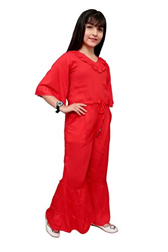 ORIEX Girls Flared Leg Jumpsuit Red 12-13 Years 2