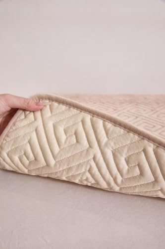 Image of HOMETHREADS Innovative Premium Velvet Sofa Cover Mat with PVC Backing for Non-Slip Comfort | (Beige Vrsh, 2 Seater Small | 70x120cm)