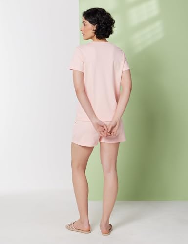 Image of Symbol Premium Women's Pure Cotton T-Shirt and Shorts Night Suit | Henley Neck | Two Piece Set |Regular Fit (Available in Plus Sizes)