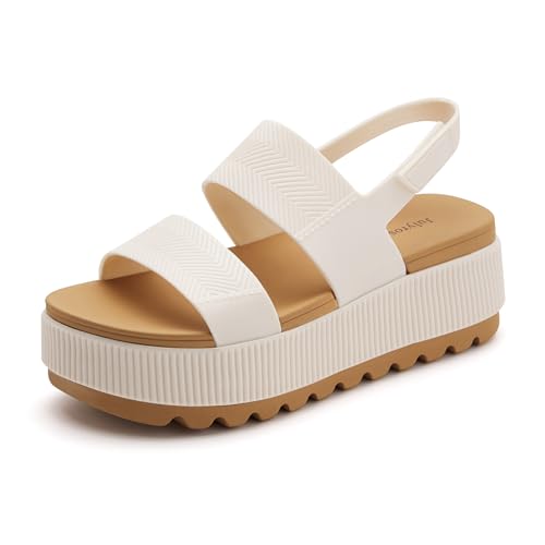 Julyrose Women's Platform Comfortable Chunky Wedge Sandals Lightweight Water-Friendly Lug Sole Summer Beach Sandals for Women