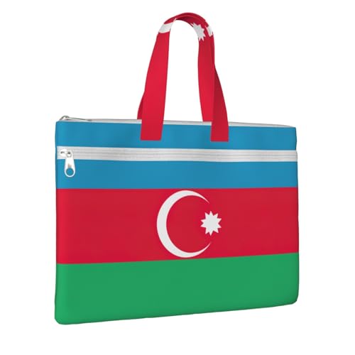 Flag Of Azerbaijan Canvas Document Bag Briefcase For Professionals And Executives2