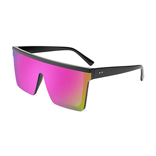 Image of FEISEDY Oversized Square Trendy Sunglasses Womens Mens Futuristic Flat Top Visor Shades UV400 B2470