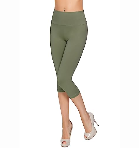 dameslegging, 3/4-model, van katoen, hoge taille, cropped, met buikcontrole, yogabroek voor dames, geschikt voor sport, workout, fitness, activewear