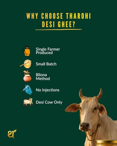 Image of THAROHI Desi Cow Ghee (1 litre) | Traditional Bilona Method | A2 Desi Cow Ghee | Ethically Raised Cows | Single Farmer Produced | Lab Tested | 1000 ml