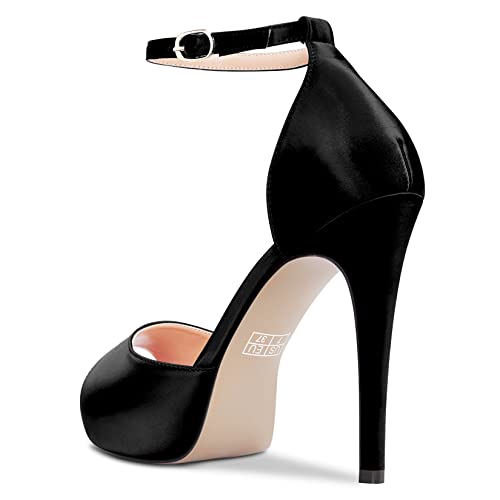 NobleOnly Women Stiletto High Heel Platform Ankle Strap Sandals Wedding Party Dress Roman 4.7 Inches Heels3