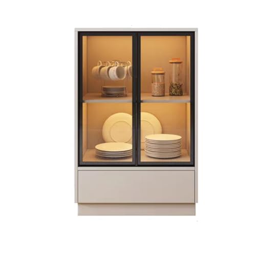 PP-Vic Gabinete Para Vinos Moderno De Estilo De Mediados De Siglo Con Cajones,Gabinete De Almacenamiento Material De Madera Maciza Elegante Blanco Con Estantes,Mueble Bar,1 drawer dark gray