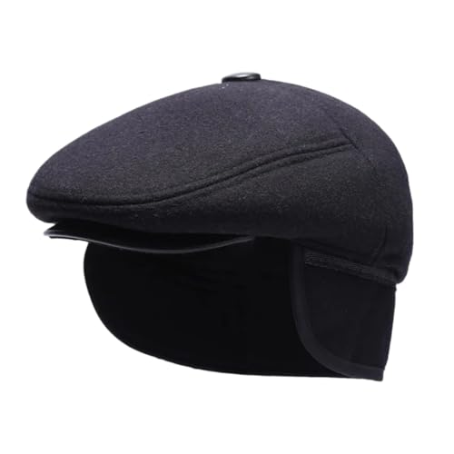 Béret pour hommes seniors chapeau chaud hiver casquette plate
