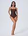 SUUKSESS Women Sexy One Piece Tummy Control Swimsuit Scoop Neck Slimming Swimwear 2025 Crisscross Backless Bathing Suit(Brown,Medium)