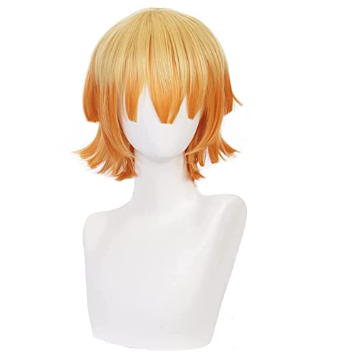 maysuwell Agatsumazenitsu cosplay Wig Yellow gradient short hair women wigs Halloween,Christmas,Daily Fashion,Anime and Gaming Expo,Fancy ball
