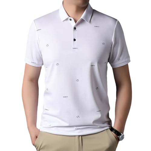 Polo confortable blanc été manches courtes vêtement léger mode homme