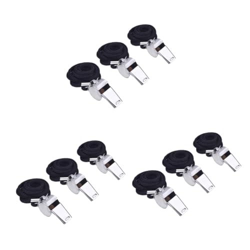 Silbatos de acero inoxidable con cordón negro 9 piezas miniatura 1
