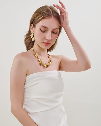 Gold Charm Necklace For Women Trendy Flower and Cherry Statement Necklace Summer Boho Jewelry Gift4