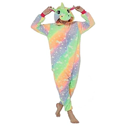 Kigurumi Adult Animal Costumes for Carnival Halloween or Show Party Christmas Show Pajamas Onesies Underwear Zoo Winter Unisex for Women and Men, Pony Unicorn Green, Xl Cover