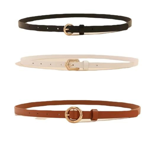 Thin Belts Casual Luxury Design PU Belt Trend Retro Pin Buckle Waistband(black)3