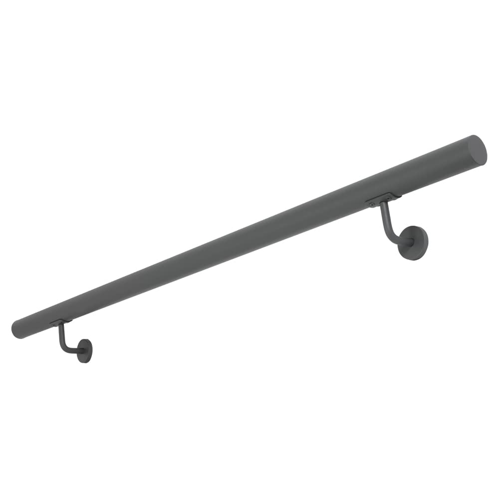 Main courante en acier inoxydable 50-200 cm rampe murale rampe d'escalier en tube d'acier inoxydable kit complet anthracite V2Aox, Longueur:190 cm