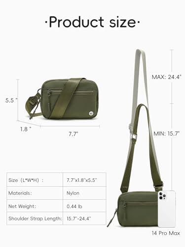Image of WESTBRONCO Small Crossbody Bags for Women Nylon with Adjustable Strap, Zipper Crossbody Purse, 1L Shoulder Bag for Travel