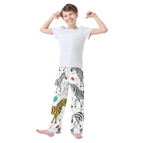 Birthday Zebra Boys Long Pants Soft Trousers Elastic Waist Kids Lounge Bottoms with Pockets S-XL3