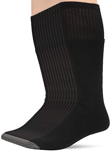 Fruit of the Loom Men's 12 Pair Pack Dual Defense Cushioned Socks, Black, 6-12
