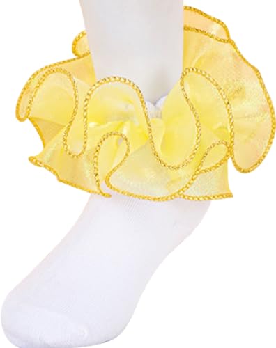 ANCHOVY Womens Big Ruffle Ankle Double Lace Turn Cuff Dress Socks,Women Cute Adult Cotton Ruffled Frilly Sock,#C907