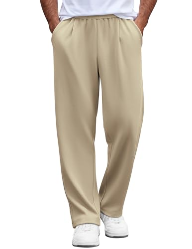 COOFANDY Mens Casual Sweatpants Open Bottom Lounge Pants Lightweight Workout Yoga Pants with Pockets Khaki