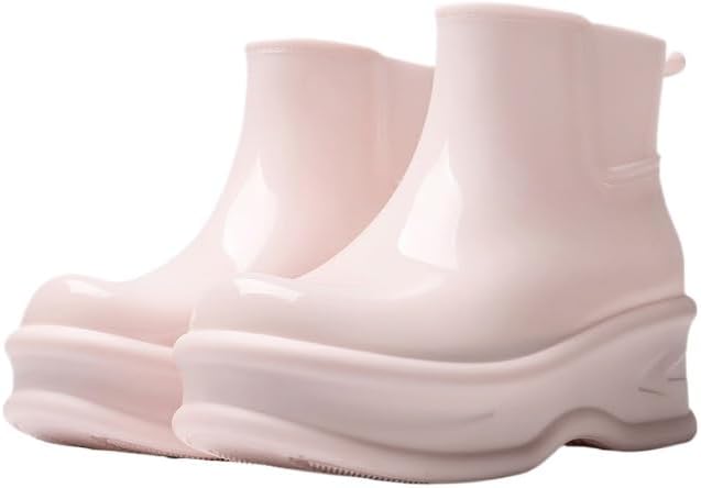 Waterproof Chelsea Ankle Boots For Women Platform Comfortable Slip On Thick Lug Sole Pull On Non Slip Outdoor Work Short Rain Boots