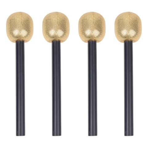 SHINEOFI 4 Pieces Glittered Gold Microphone Pretend Toy Fake Microphone Toy for Party Favor Pretend Play or Costume Prop Cover