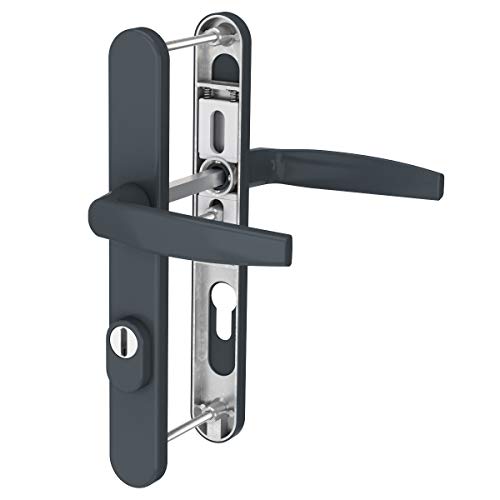 Schmalrahmengarnituren 72mm mit Kernziehschutz PZ Lochung Langschildgarnitur Anthrazit RAL7016 Türbeschlag 8mm Vierkant (Drücker/Drücker, Türstärke