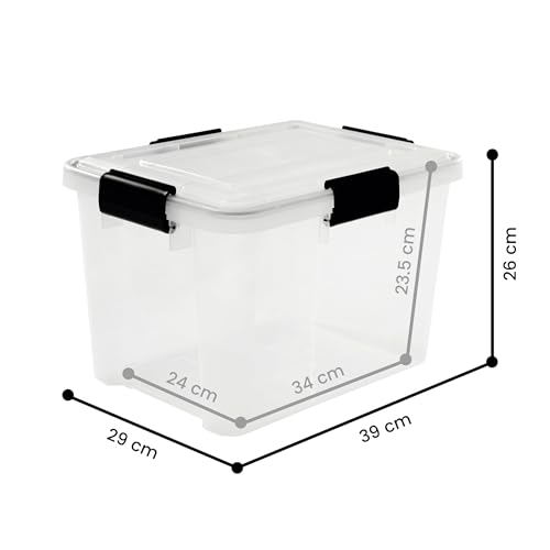 Iris Ohyama Luftdichte Kunststoff-Aufbewahrungsboxen mit Deckel, 20L, 3er-Set, Transparent, Hermetischer wasserdichter Verschluss, Robuste Schnappverschlüsse, Stapelbar, Staubschutz, BPA-frei, AT-SD
