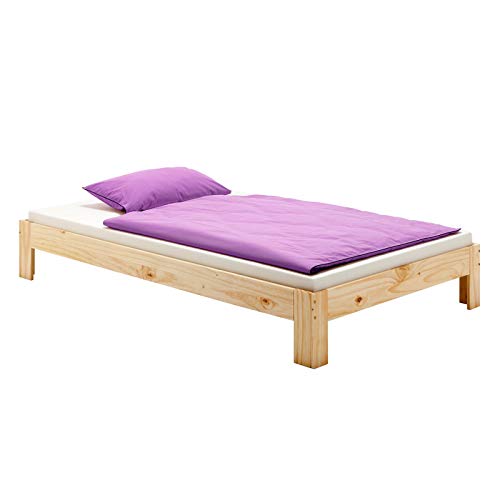 IDIMEX Futonbett Einzelbett Thomas 90 x 190 cm, Kiefer massiv Natur lackiert