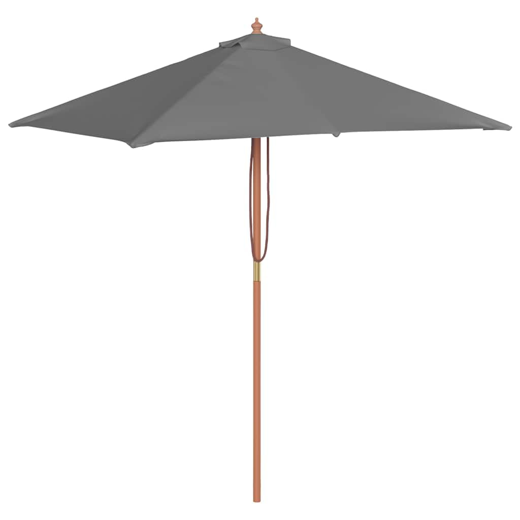 Ombrellone con palo in legno, nero, 150 x 200 cm, elegante ombrellone da giardino in legno con sistema a fune, stabile, rettangolare, per balcone e giardino