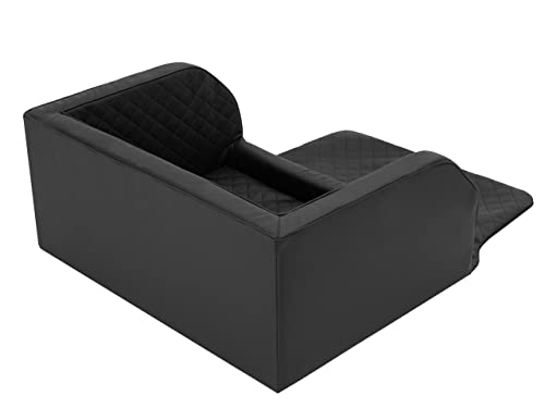 Hundeautositz, Hundebox, Hundebett, Transportboxen, Rückbank, Hundedecke, Kofferraum, für große und mittelgroße Hunde, Schwarz Kunstleder, (100x80x39 cm)