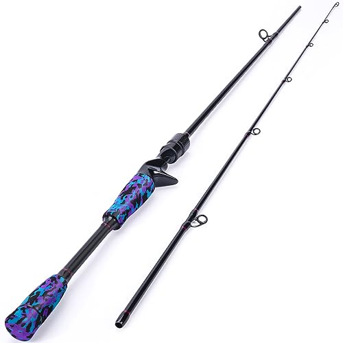 Sougayilang Canna da spinning a 2 sezioni, canna da pesca in carbonio da 28 tonnellate, resistente, con guide in acciaio inox, per pesca d'acqua dolce e marina, 2.1QB-P