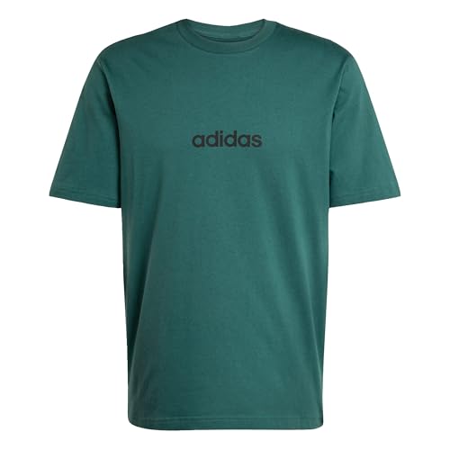 Adidas Men's Essentials LINEAR Single Jersey Tee, Collegiate Green/Black, XL
