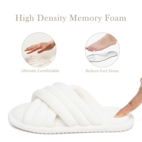Image of GOEWY Cross Band Slippers for Women with Cozy Memory Foam Machine Washable