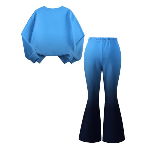 Girls Sweatsuit 2 Piece Fleece Crewneck Sweatshirt and Flare Sweatpants Set - image 5