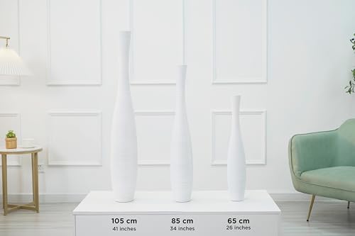 Image of Leewadee Decorative Tall Floor Vase for Living Room Decor, 41 inches, White, Resin