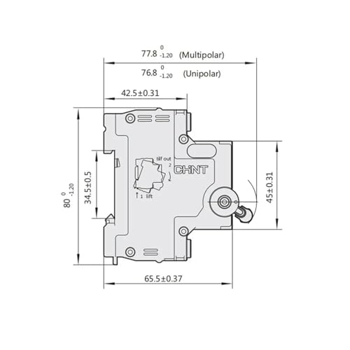 Interruptor de aire tipo C DZ47 contra sobrecargas magnetotérmico 40A 1P 5