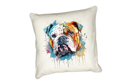 Anonymous Gifting Kissenbezug mit Aquarell-Motiv, Motiv: Englische Bulldogge, perfekt für Hundeliebhaber, kleine Rassen