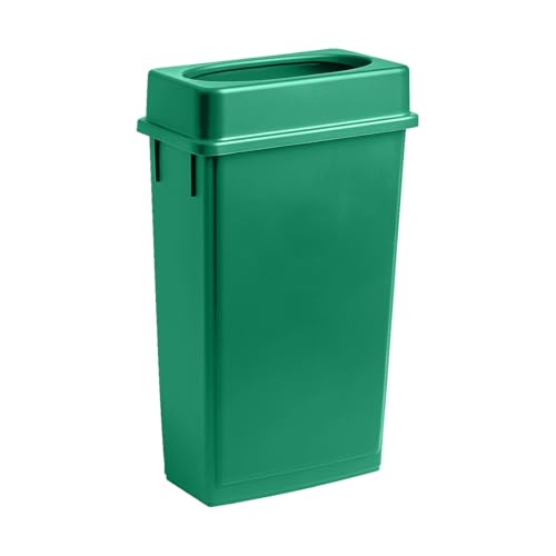 Image of 23 Gallon Slim Rectangular Garbage Can with Lid - Dark Green