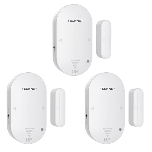 TECKNET Türalarm, Fensteralarm Einbruchschutz, Kabelloser Bidirektionaler Fenstersensor, 2-in-1 Alarm und Türklingel, 3-stufige Lautstärke, Türsensor für Haus, Geschäft, Büro und Wohnung (3 PCS)