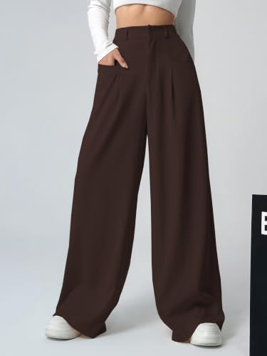 Image of GRECIILOOKS Trousers for Woman | Womens High Rise High Waist Flared Korean Style | Formal Pant for Women Office Wear| Track Pants for Womans Elegant for College & Events (Available in Plus Size)