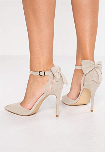 Image of Fashare Womens High Heels Bow Tie Back Sexy Stiletto Ankle Strap Wedding Dress Pumps Shoes