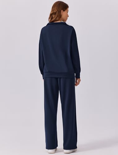 Image of PINSPARK 2 Piece Sets for Women 2026 Fall Outfits Sweatsuit Oversized Sweatshirt Wide Leg Sweatpants Matching Set Tracksuit