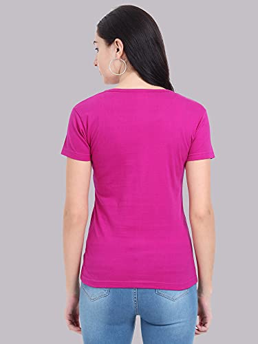 Image of FLEXIMAA Women's Cotton Plain V Neck Half Sleeve T-Shirt