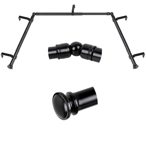 TONIAL Bay Window Curtain Rods, 32 to 86 Inch Center Rod for window, 32 to 58 Inch Side Rods for...
