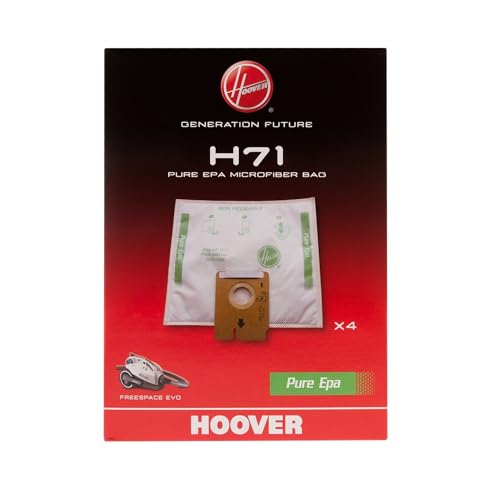 HOOVER H71 Sacs pour Aspirateurs Hoover, Compatibles avec l’Aspirateur Traîneau Hoover Freespace Evo, sacs d'origine en microfibre, pure EPA, paquet de 4...