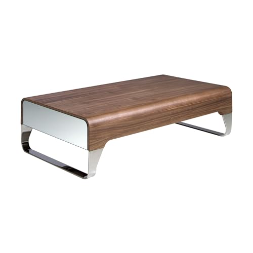 Angel Cerdá – Table Basse Design en Céramique Effet Marbre et Bois de Noyer avec Tiroirs | Table Basse Carrée avec Rangement | Pieds en Acier Chromé | Idéale pour...