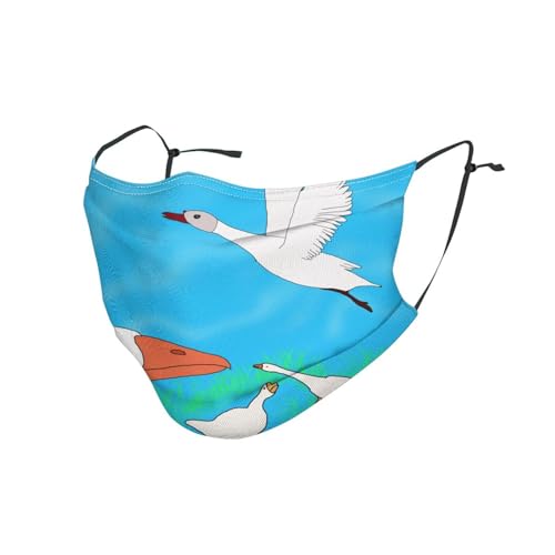YYHWHJDE Adult Masks Washable 10 PCS Soft breathable Suitable for camping, running, traveling daily use happy white goose Picture